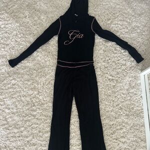 I am Gia Blare Hoodie and Track Pants black and pink